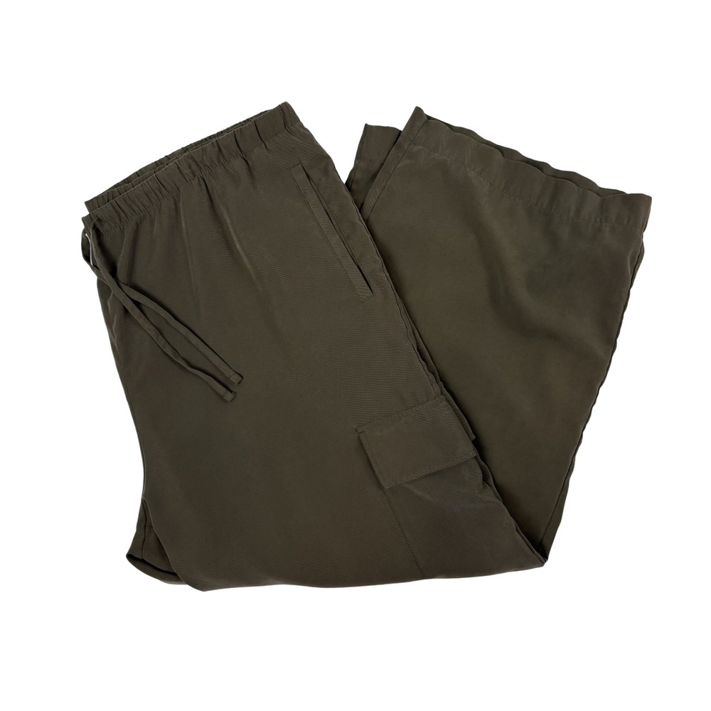 Old Navy Extra High-Waisted Drapey Cargo Super Wide-Leg Pants Sz XXL Olive Green - Picture 15 of 16